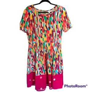 LuLaRoe Amelia Colorful Geometric Shortsleeve Dress